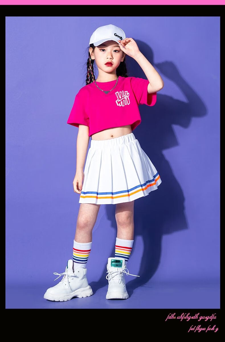 诗迪仕六一儿童舞蹈演出服露脐女童爵士小学生啦啦队服装幼儿园毕业