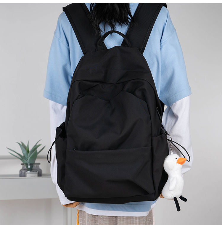 女生书包初中书包ins森系百搭纯色简约高颜值韩版初中学生大容量双肩