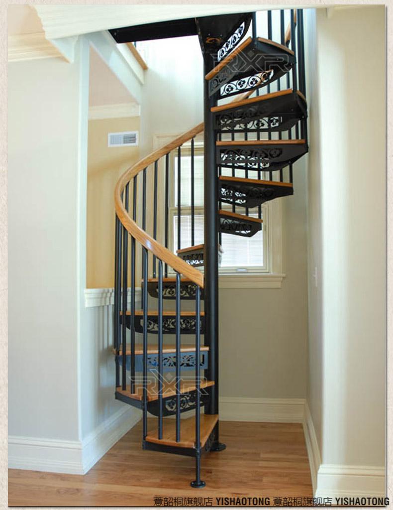 旋转楼梯上阁楼用rxr整体旋转楼梯室内中柱旋转阁楼复式楼整体钢木