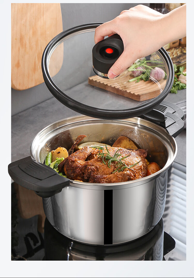 大容量燃气电磁炉通用汤锅康巴赫 304#无涂层/内径20cm微压锅【图片