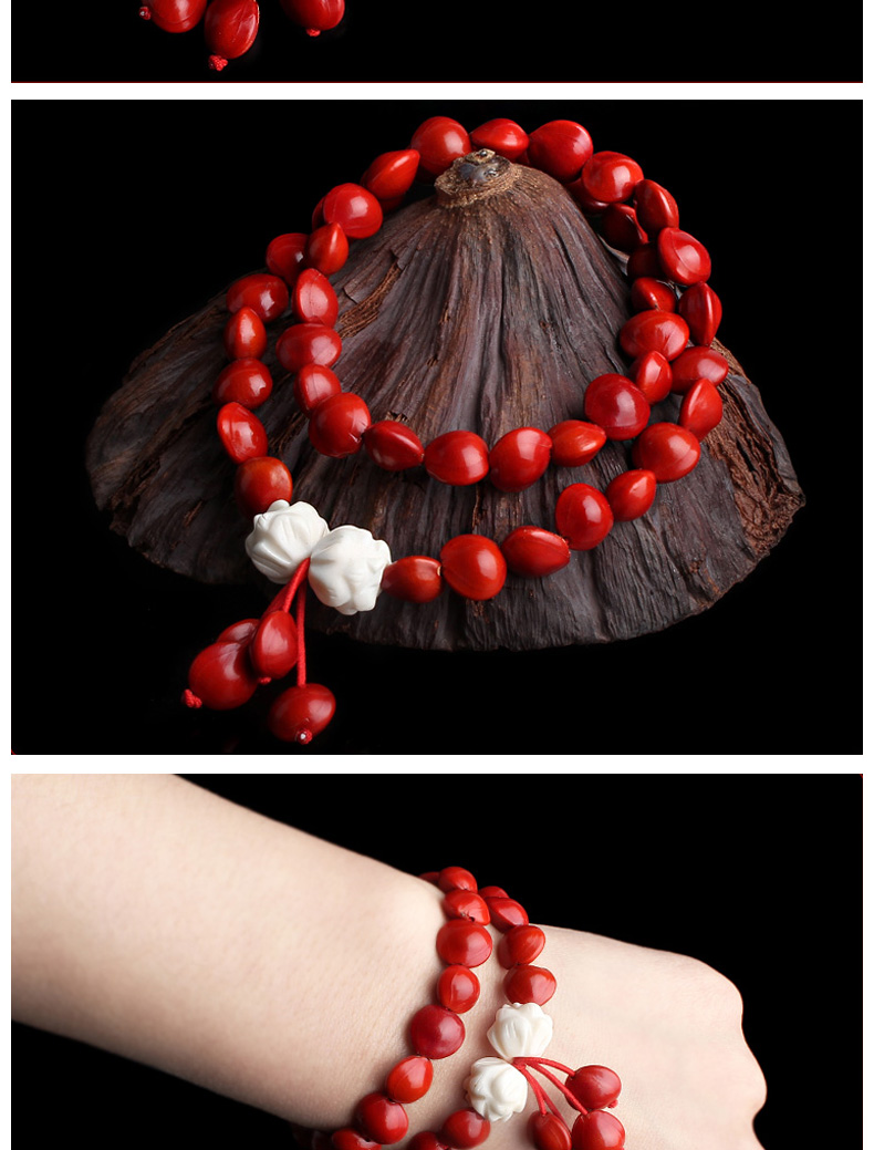 孤潮曼gcm七夕相思豆海红豆红心血菩提摆摊原籽手链串散珠diy佛珠毛衣