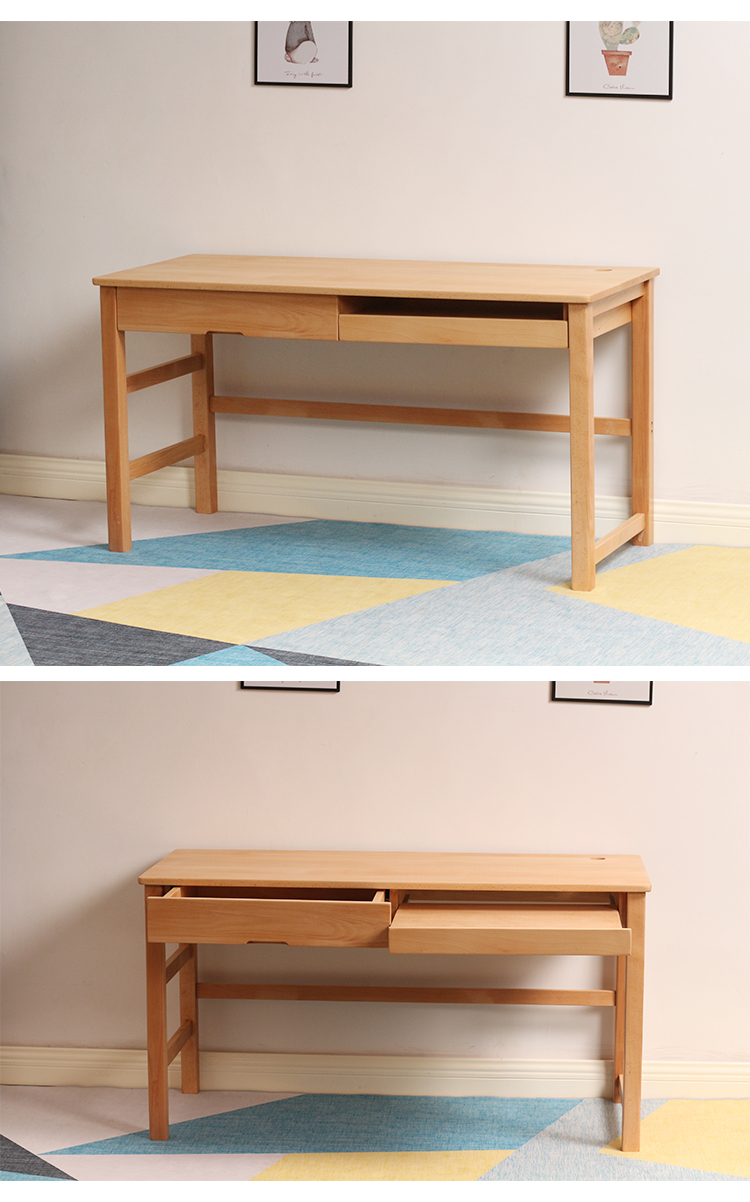 榉木学习桌实木电脑书桌一体家用桌子电脑桌简约榉木学生学习桌子长