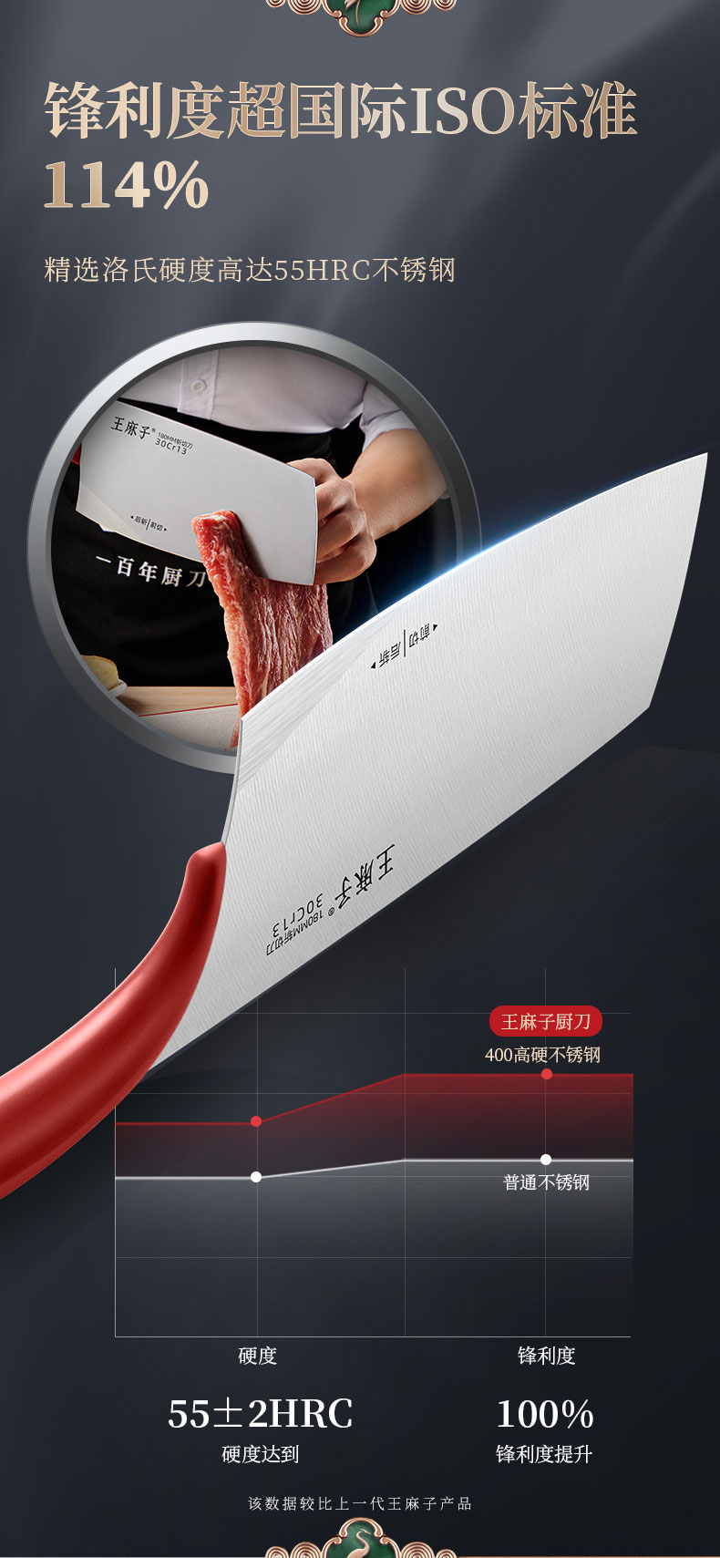 王麻子菜刀家用刀具厨房不锈钢切菜刀切片刀砍骨鸡鸭斩切两用超快锋利