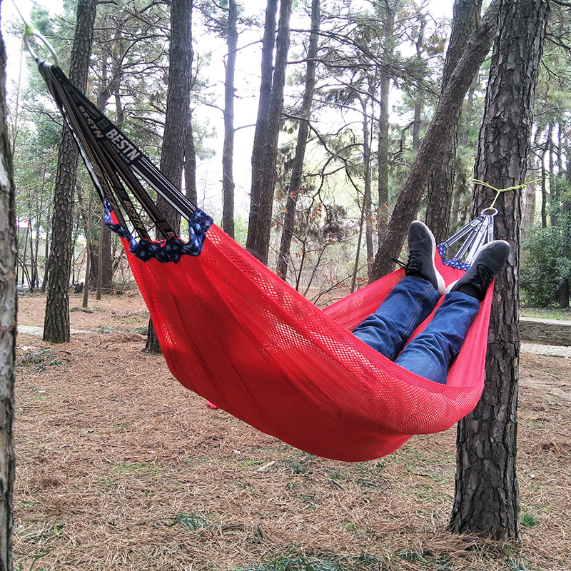 吊网床冰丝吊床户外秋千单人超轻野营沙滩冰凉透气网布吊网睡床舒适