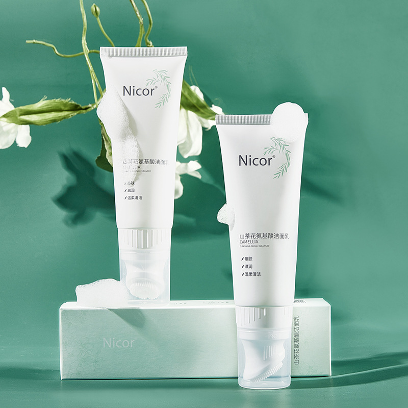 nicor山茶花氨基酸洗面奶 温和洁面乳护肤品洗面奶山茶花120ml2瓶 刷
