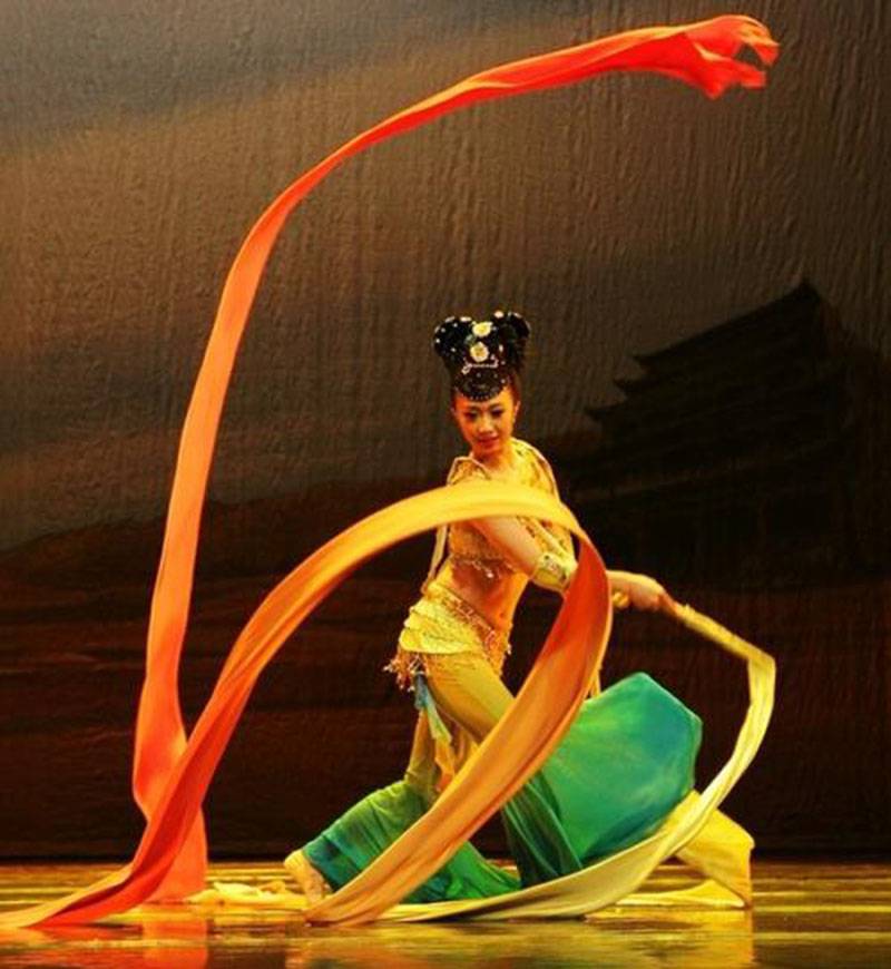 舞蹈彩绸敦煌舞蹈彩绸长飘绸彩带三彩渐变色跳舞长绸飞天舞飘绸带 12