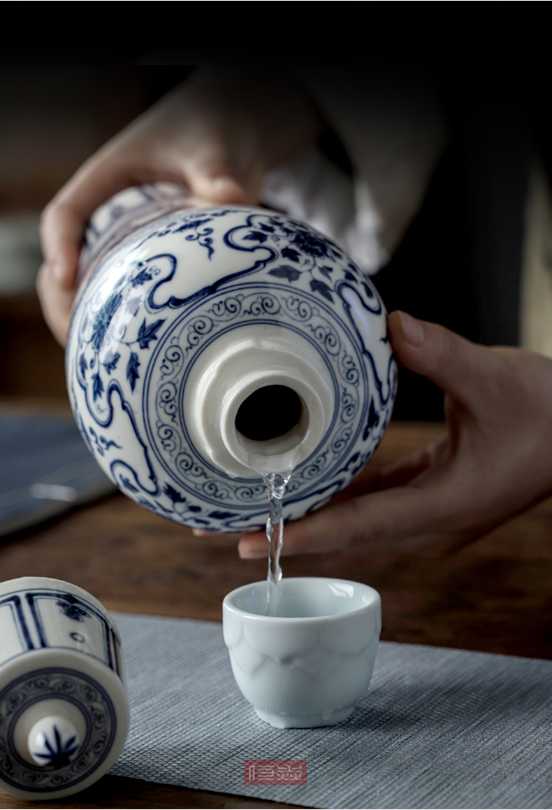 茅台空瓶摆件景德镇元青花陶瓷茅台酒瓶家用1斤5斤10装密封酒坛子仿古