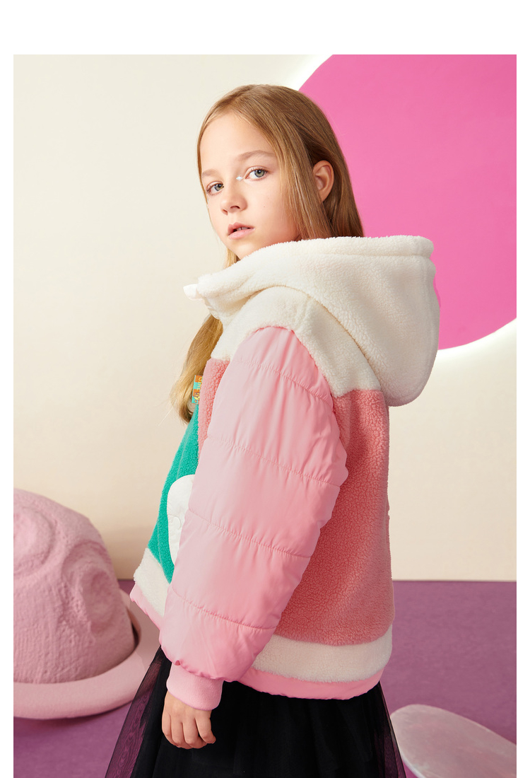 【一衣两穿】mqd童装女童棉衣2021冬新款儿童保暖休闲运动外套潮 海棠