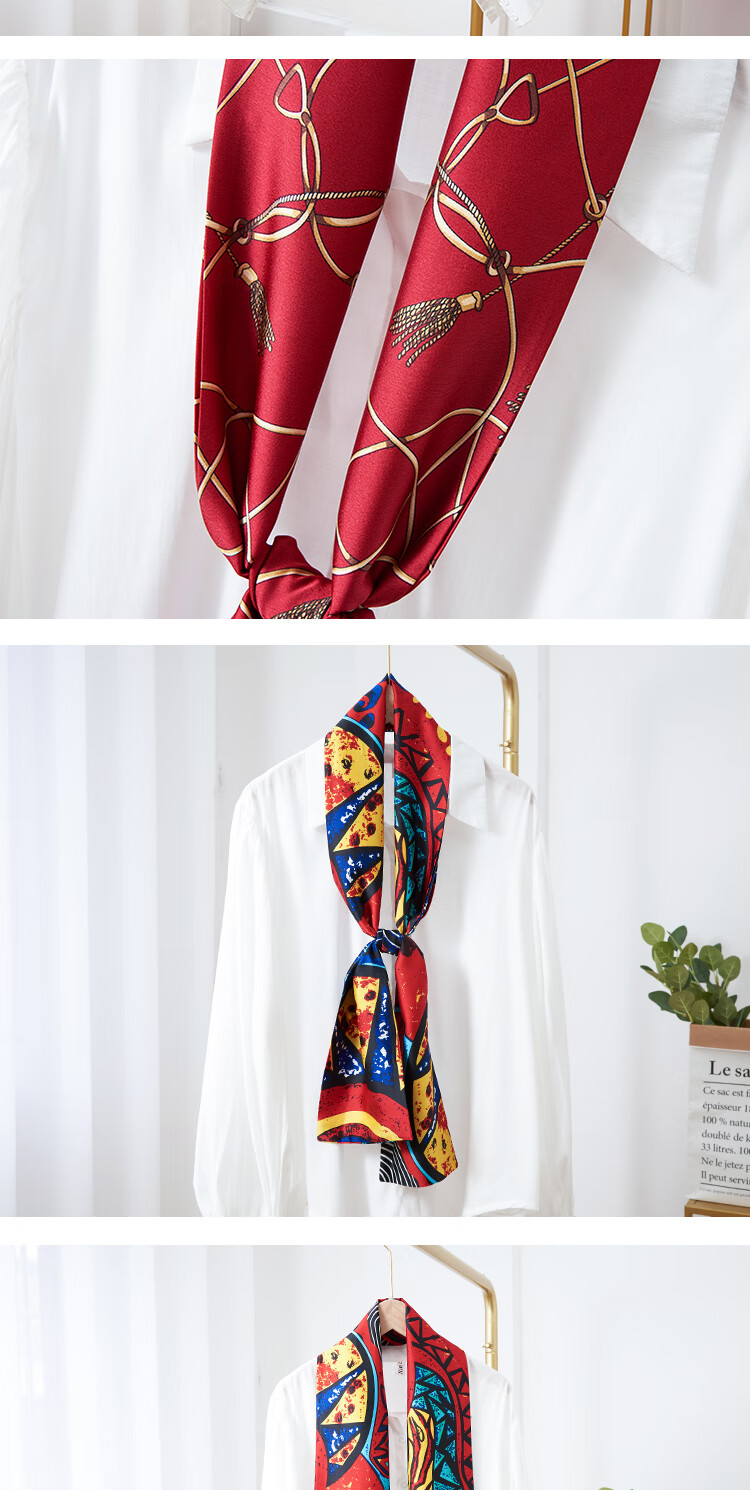 新品长条丝巾春秋夏季细窄长条小丝巾女秋款百搭长方巾洋气时尚领巾