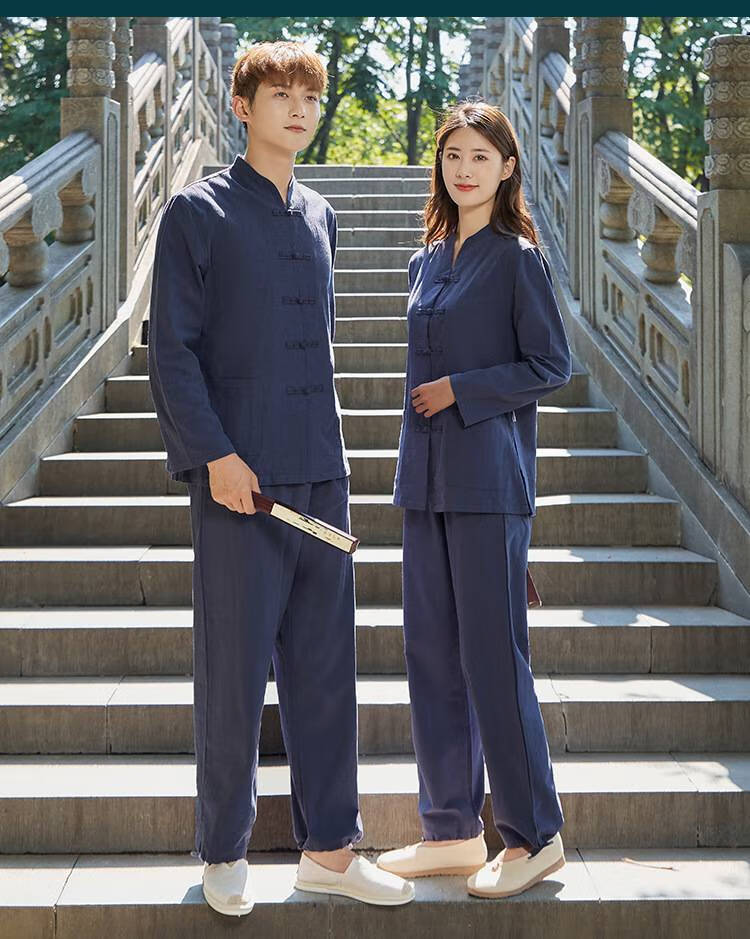 中医馆工作服中医理疗师服装中医养生馆推拿服套装男士茶道馆禅服中国