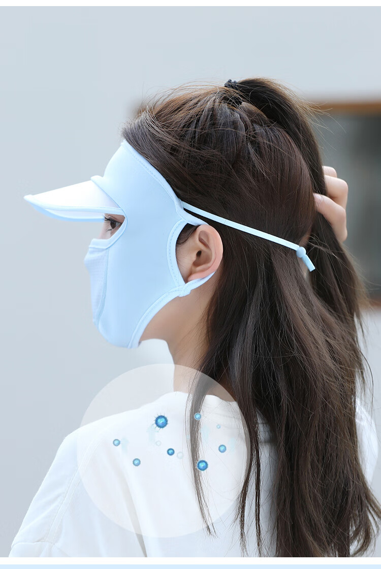 防晒口罩女防冰丝护颈防晒面罩夏季薄款帽子面纱遮全脸 冰凉感【防晒