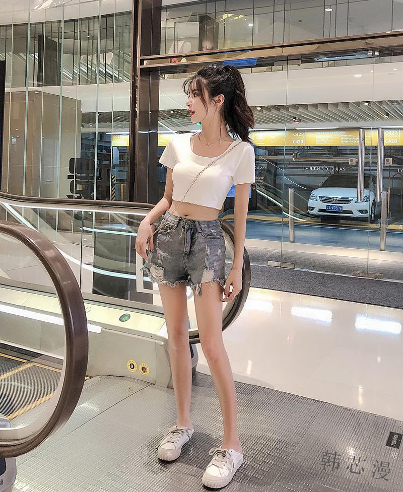 茵淑儿夏天女生露肚脐上衣女韩版学生短袖露腰t恤女高腰显瘦露脐衣服