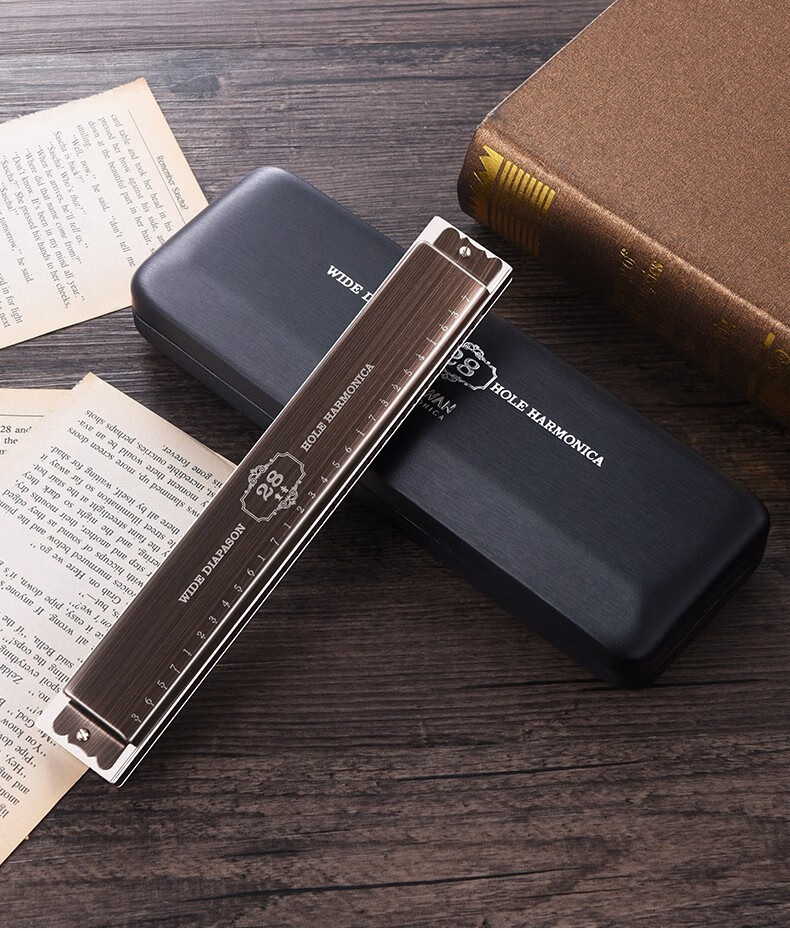 德国原装进口音簧天鹅28孔复音口琴高端成人演奏级初学者c调重音电子