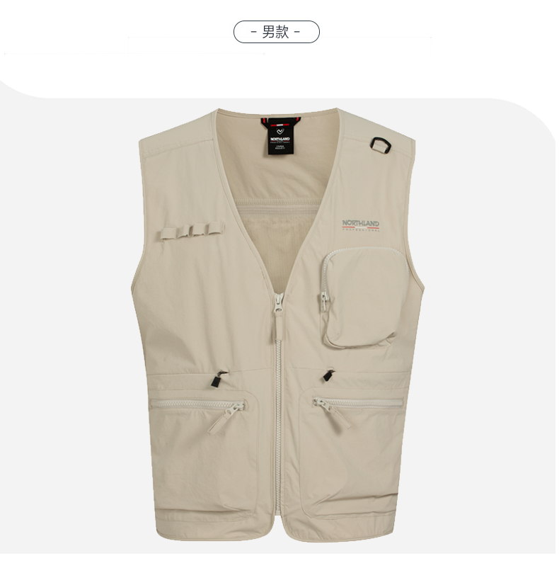 诺诗兰多口袋马甲男春夏户外透气快干弹力钓鱼防晒速干nvttb5457e
