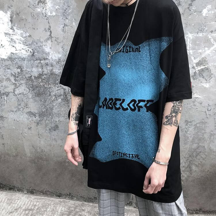 青邦 黑衣先生 ashdark 短袖小众潮牌欧美高街复古oversize短袖t恤男