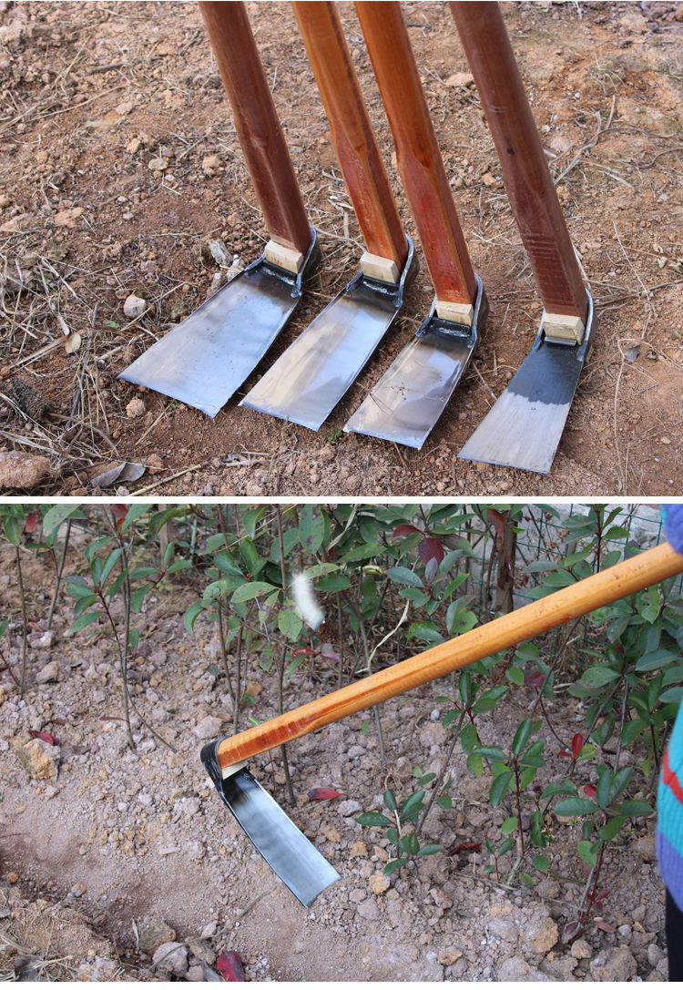 长柄农用翻地除草大锄头农具种菜园艺工具镢头大宽板锄头农具 平口