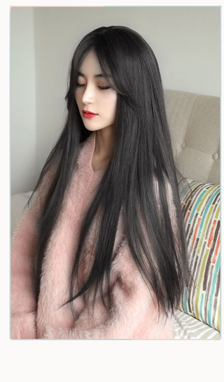 校花同款假发假发女长发直发气质中分自然整顶全头套式隐形无痕蕾丝中