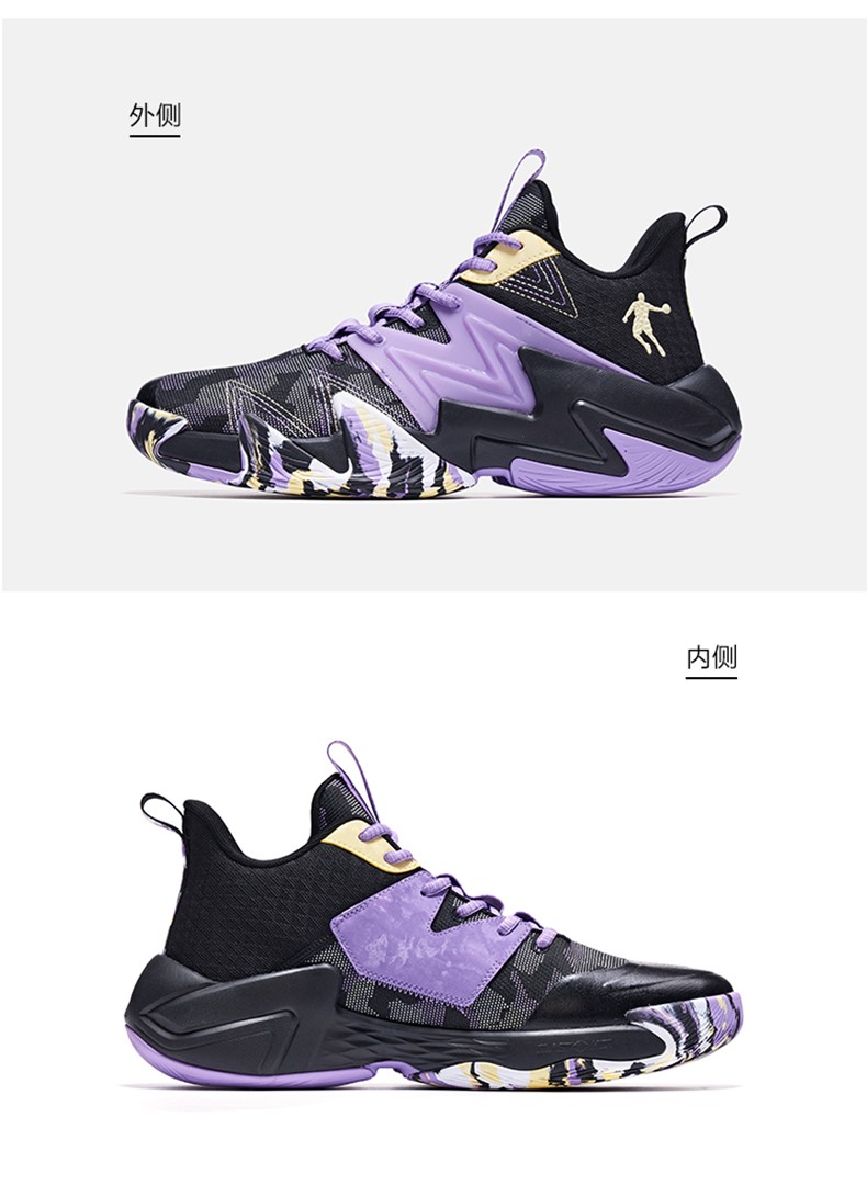 乔丹篮球鞋男破影高帮球鞋新品回弹减震学生跑步运动球鞋战靴绿黑色