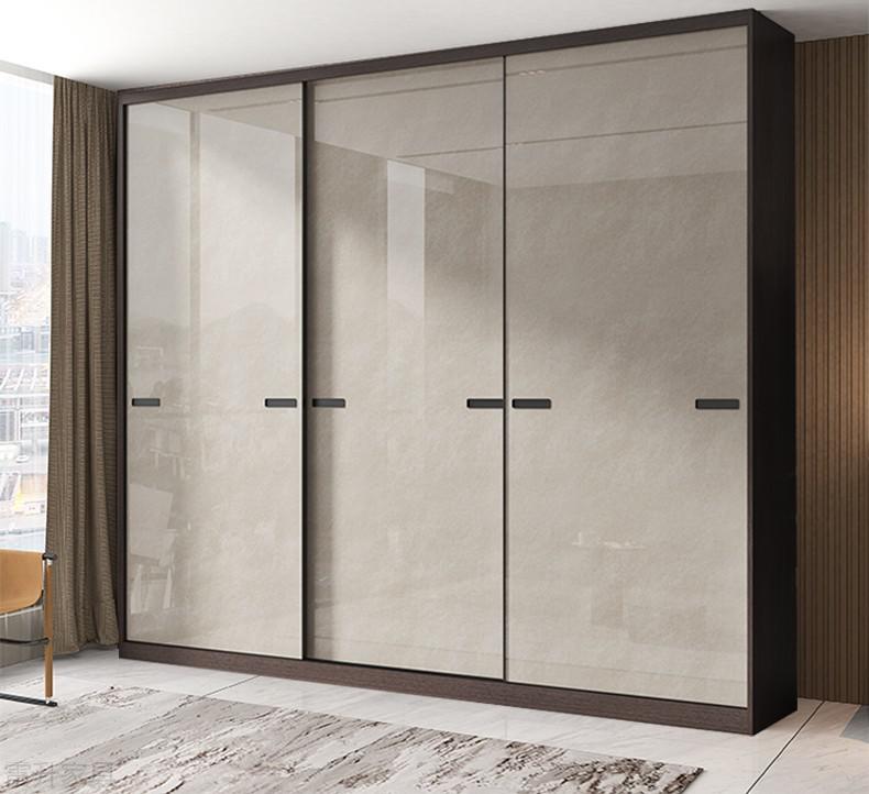 极简衣柜 移门衣柜简约现代推拉门轻奢极简家用卧室整体大衣橱实木全