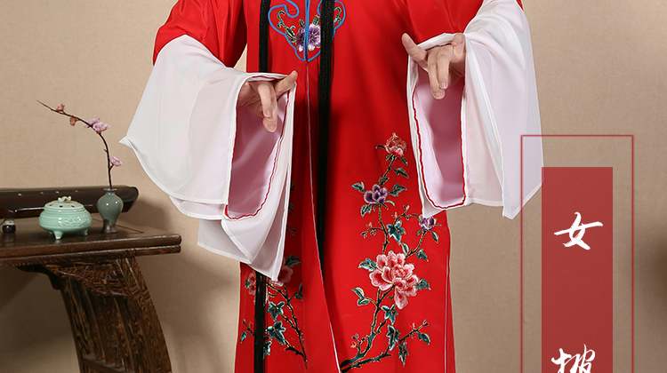 戏服戏曲服装龙戏装女披京剧越剧黄梅女练功服青衣水袖演出 女披红色