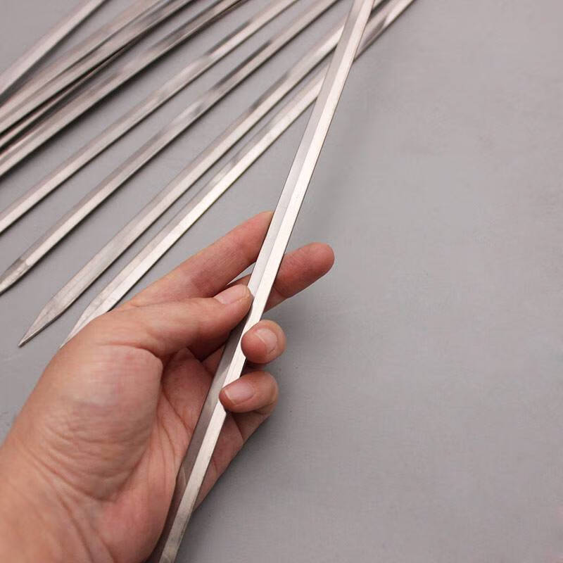 加厚 50cm不锈钢烧烤签加宽加厚扁签新疆大串烧烤签字 铁签子烧烤工具