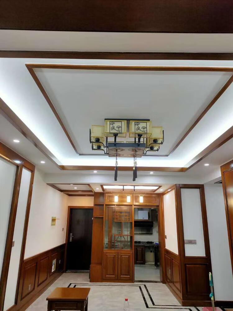 新中式平板实木木线条装饰吊顶相框线条电视背景墙边框烤漆线条柚木色