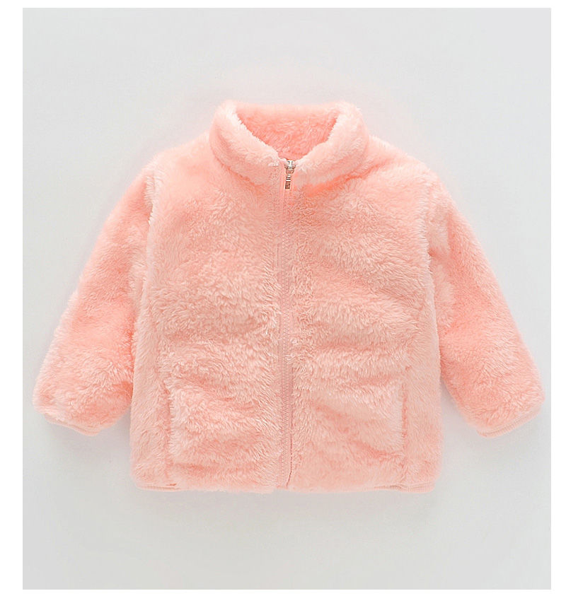 女童外套秋冬儿童毛绒上衣女宝宝洋气衣服男童装珊瑚绒上衣紫色毛绒
