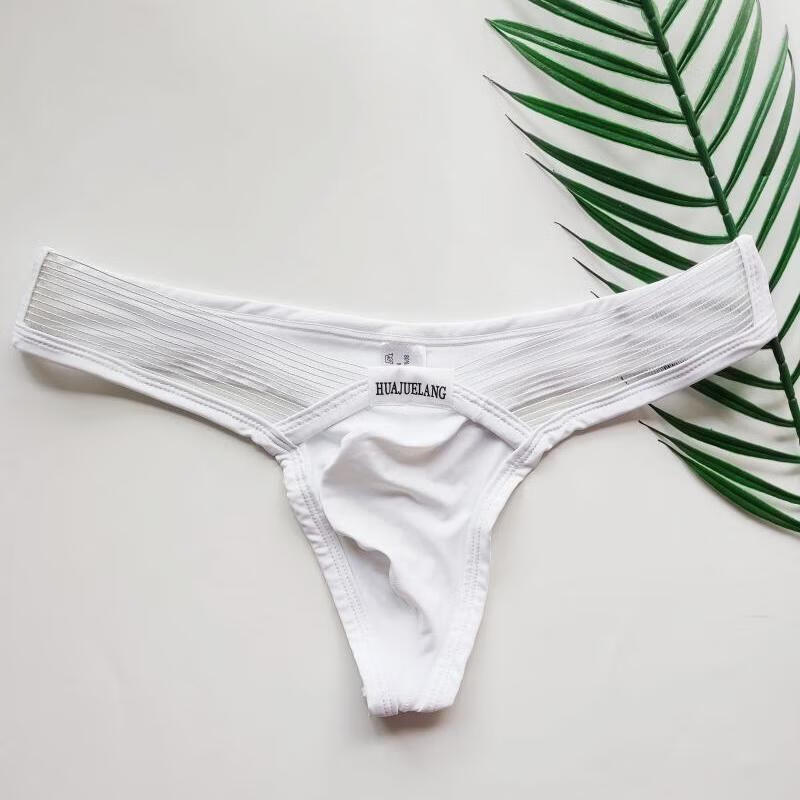 兰诗缇娜男性感雷丝内裤男士内裤一字带性感拼接蕾丝网眼冰丝裤新款