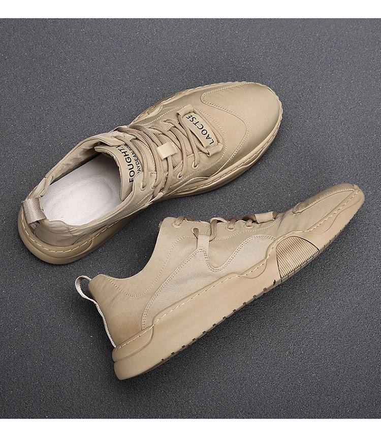 抖音快手同款冰丝布料男鞋透气风鞋子灰色内增高6cm38