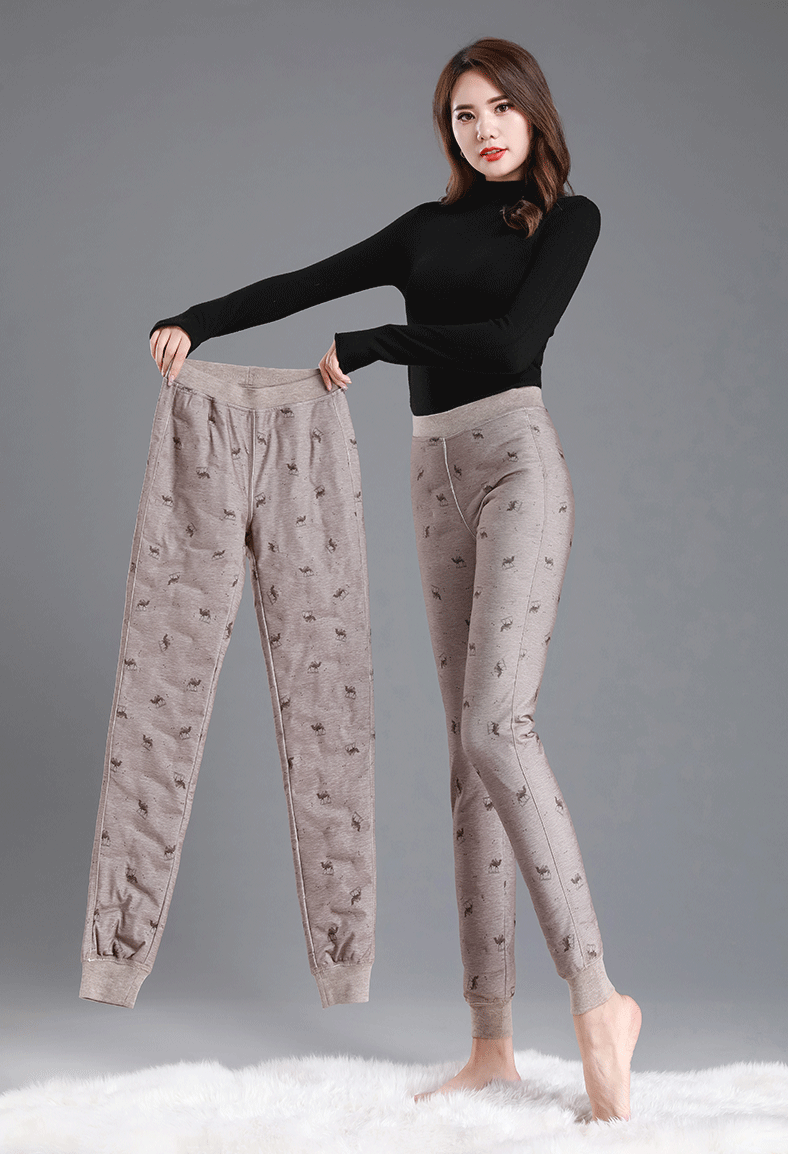 裤女内穿高腰修身显瘦白鸭绒内胆冬季加绒加厚女士保暖裤棉裤藕色藕粉