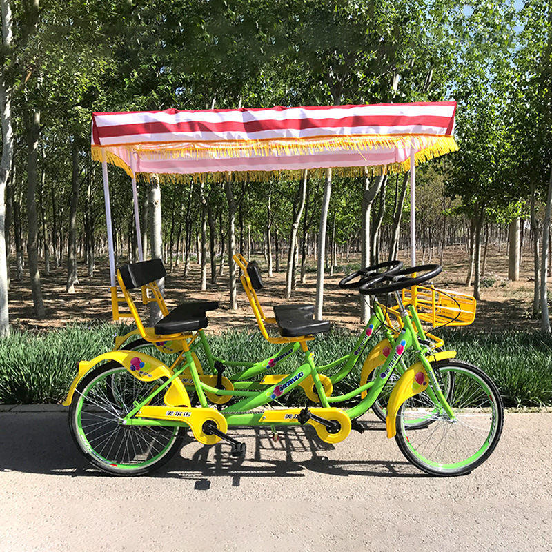 景区4旅游观光车四轮多人自行车四人休闲情侣多人公园脚踏车双人联排