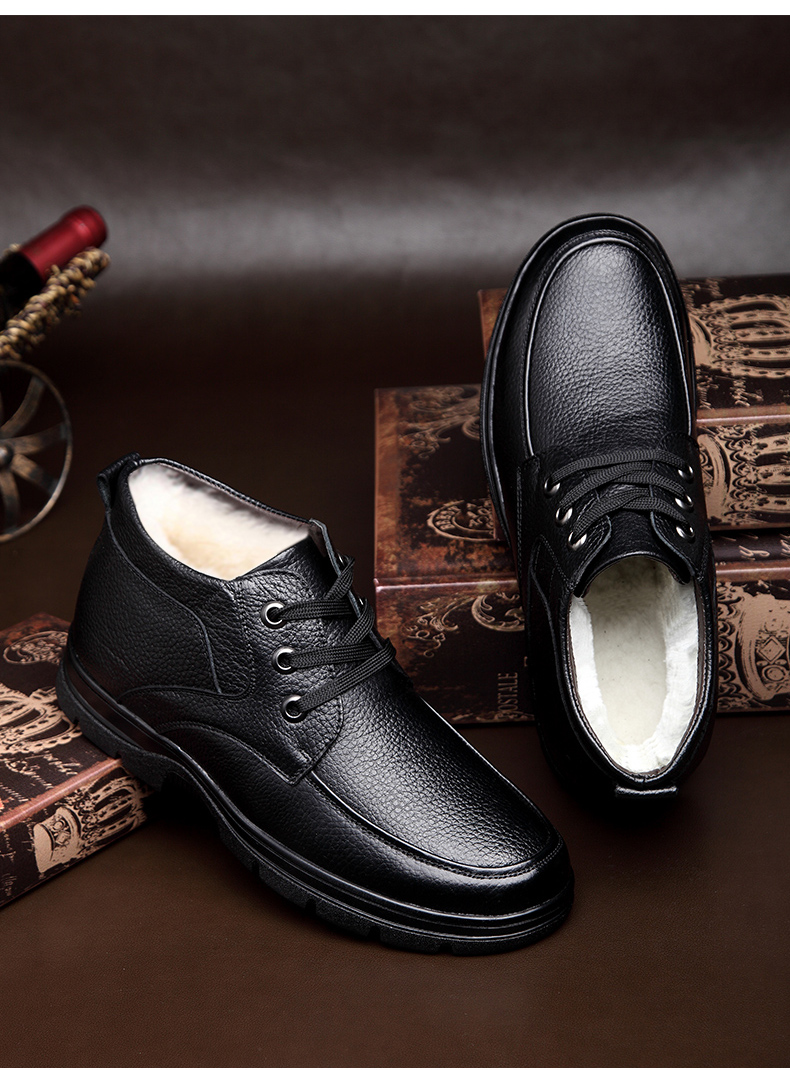 品质舒适秋冬老头皮鞋冬季男士棉鞋男鞋中年人爸爸鞋加绒加厚保暖定制