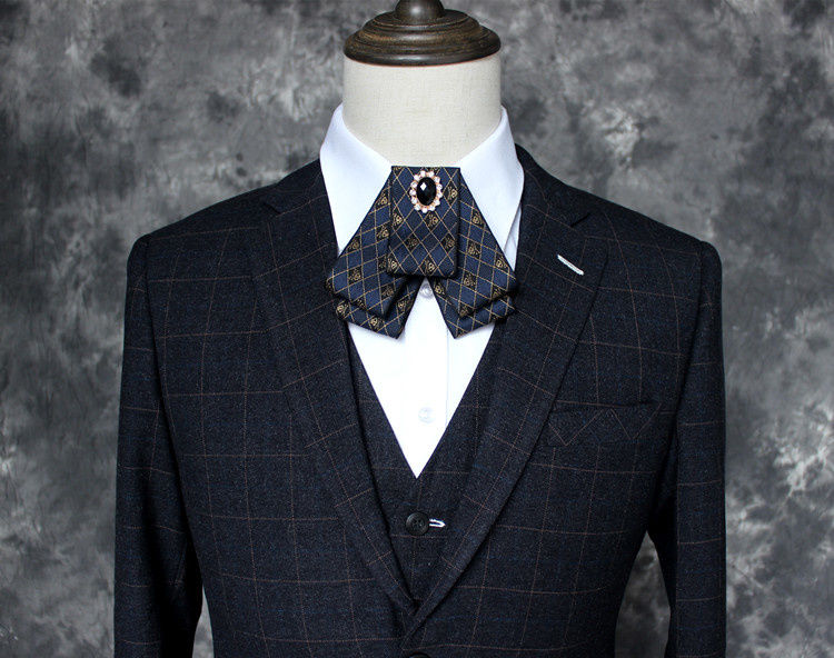 qiced新品领花英伦领结男多层蝴蝶结领部装饰品绅士西装衬衫潮男领花