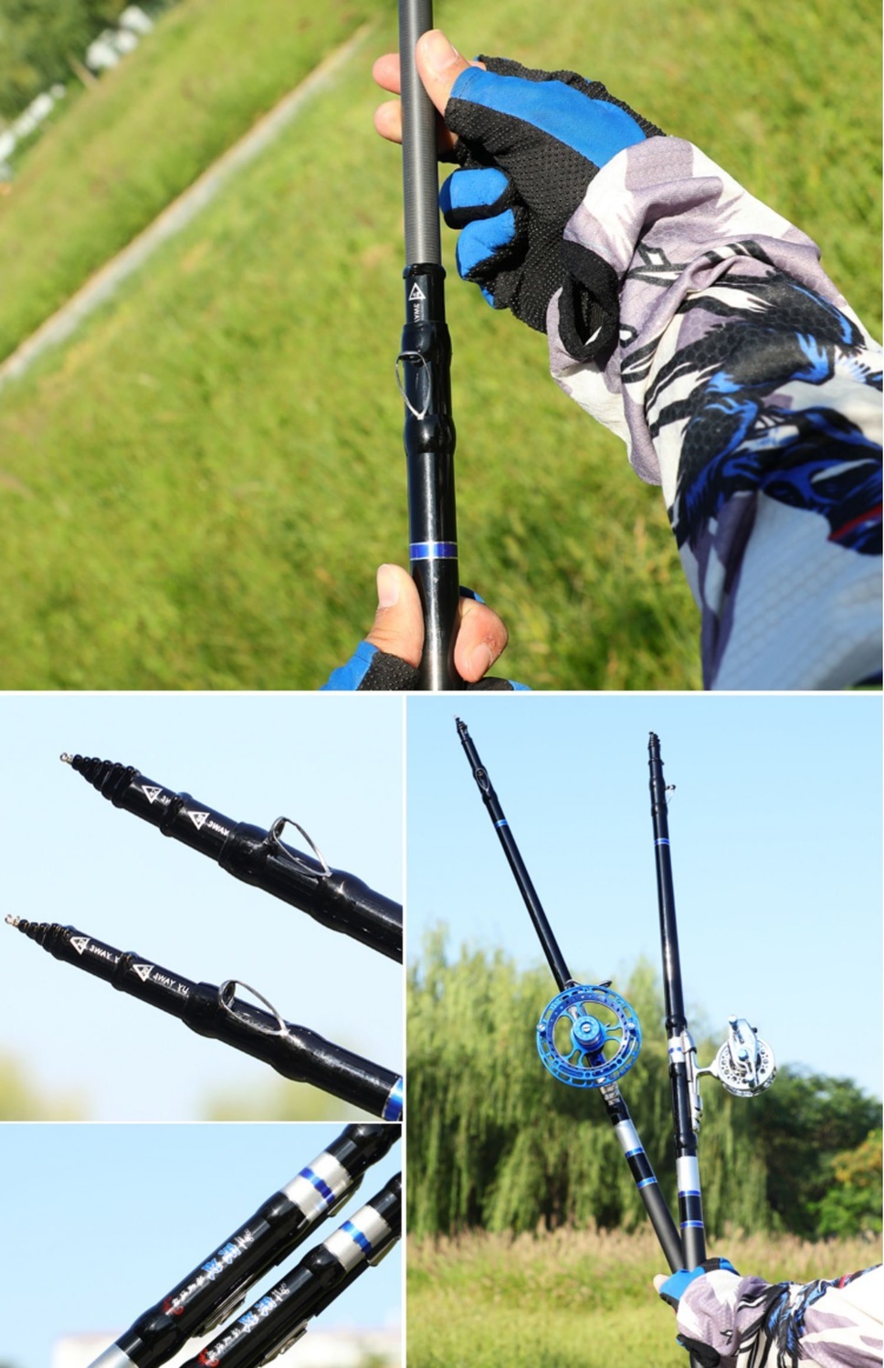 19调谷麦逗钓竿前打竿不剪线三定位超轻超硬手竿两用谷麦鱼竿自动排线