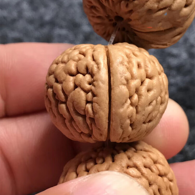 野生正圆精品矮桩磨盘老树桃核手串脑纹密蚂蚁纹脑纹文玩核桃手链边20