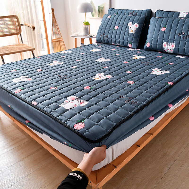 床笠夹棉加厚床罩单件床垫套席梦思保护套床套床垫床单罩纯白120200cm