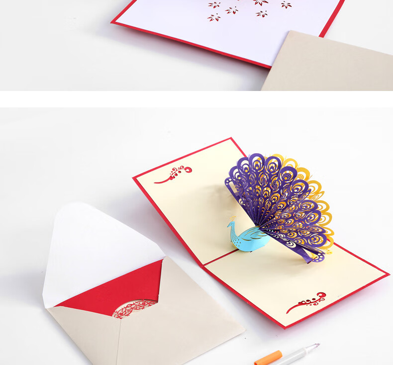 3d立体贺卡 圣诞节新年创意手工纸雕生日镂空贺卡婚礼请柬祝福卡片