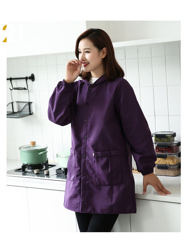 北方虎防水罩衣纽扣时尚罩衣女大人防油围裙家用厨房2021新款网红加绒