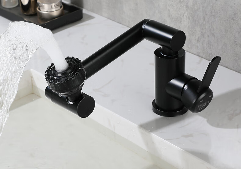 万向旋转水龙头笼头304不锈钢洗脸盆冷热洗手盆台面盆卫生间黑色龙头