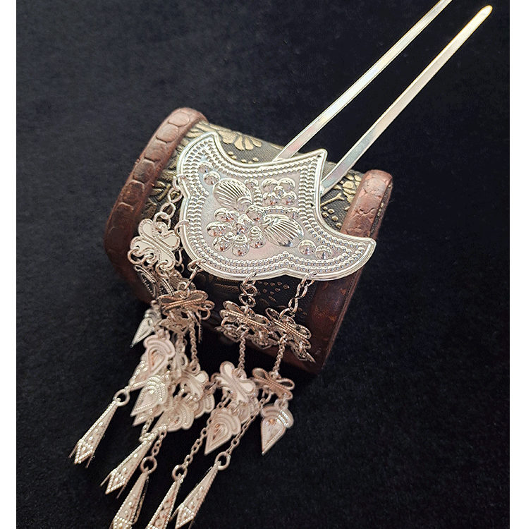 民族风发簪新民族风苗银发饰苗族合金流苏发簪古风蝴蝶头饰星星发钗