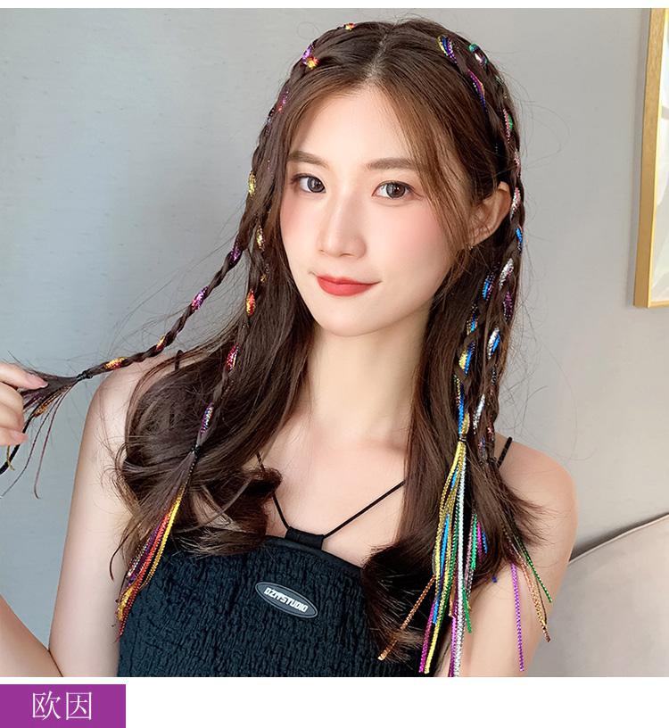 欧因网红彩色脏辫发绳女夏季薄款细发带丝巾编发彩绳头绳带长丝带发饰