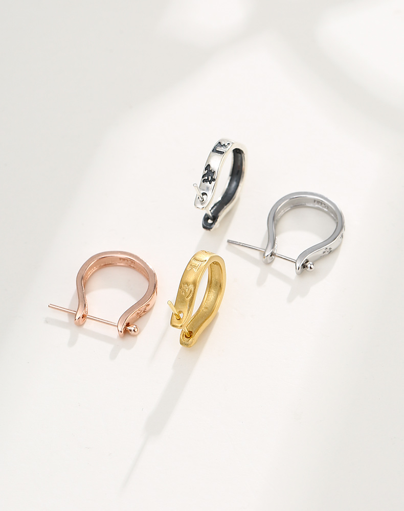 欧凯伦925银吊坠扣头diy配件平安扣夹扣扣翡翠佛公玉扣金扣子光面款特