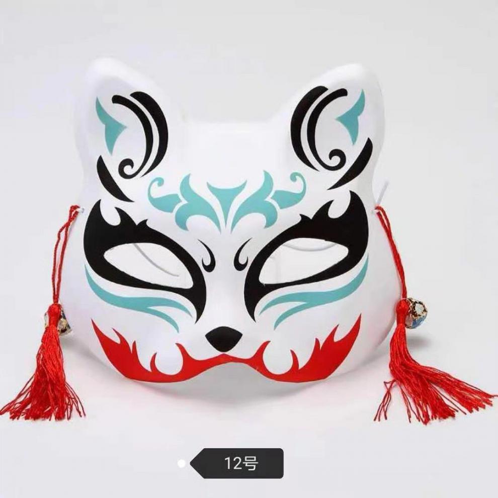 万圣节日式彩绘狐狸猫面具半脸古风二次元萤火之森动漫网红万圣节道具