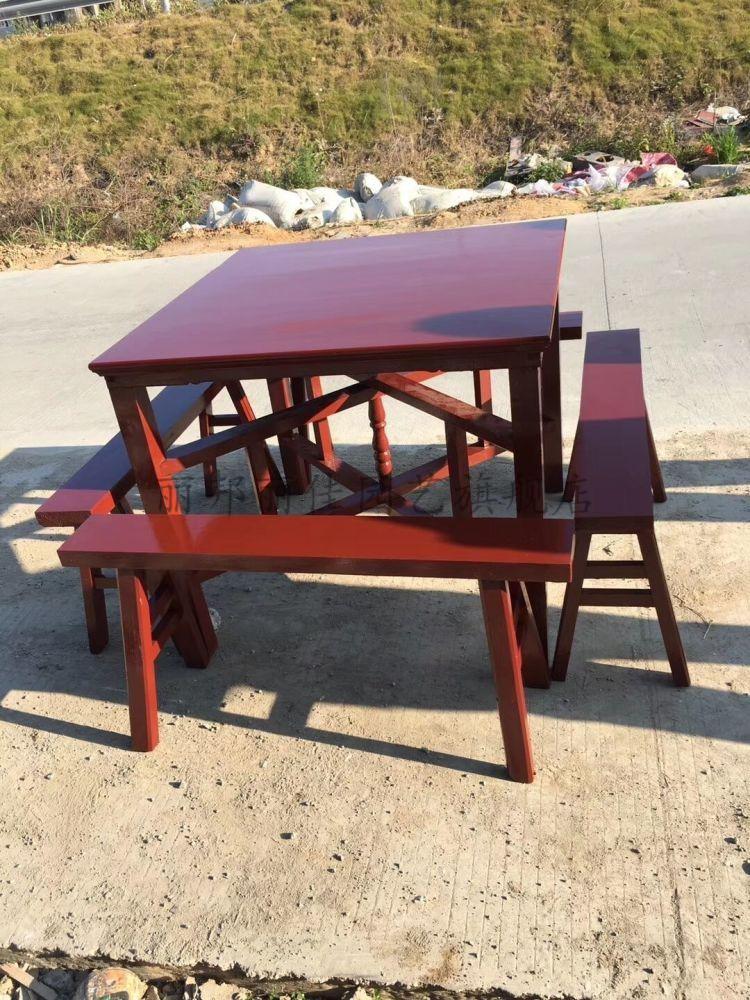 茂瑞晟八仙桌农村祭祀老式折叠拆卸原木正方形中式餐桌上漆12米桌138