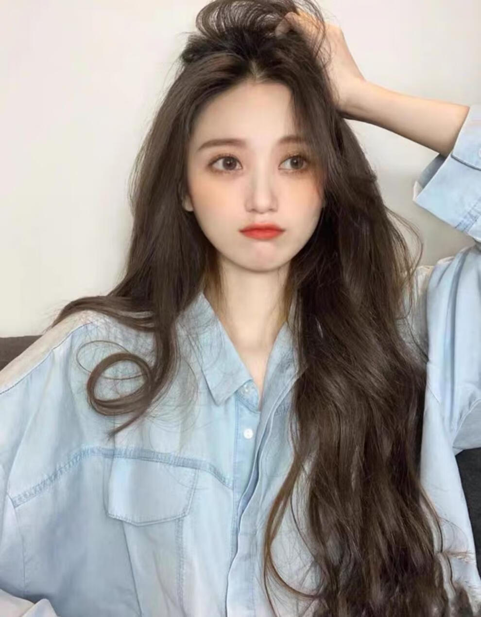 假发女长卷发中分刘海大波浪长发蓬松自然发学生全头套式浅棕色发网