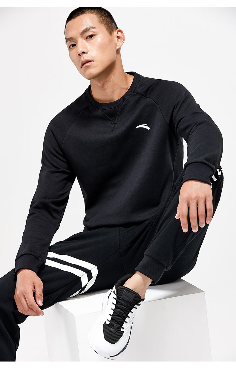 安踏卫衣男加绒秋冬季长袖运动时尚男女同款针织运动服饰上衣外套休闲