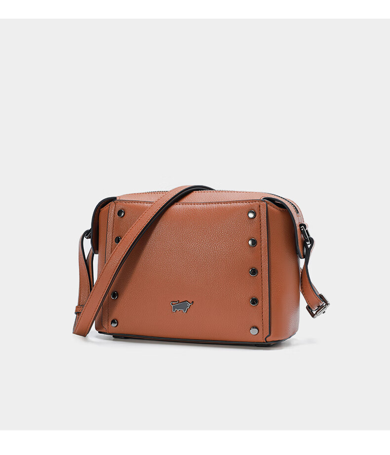 德国braunbuffel布兰施2021秋冬新款女包铆钉真皮小方包简约斜挎包