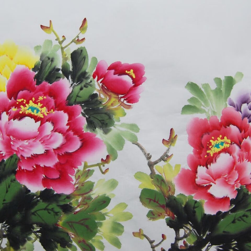 牡丹画客厅挂画促销价纯手绘写意六尺国画牡丹原稿画心花开富贵客厅