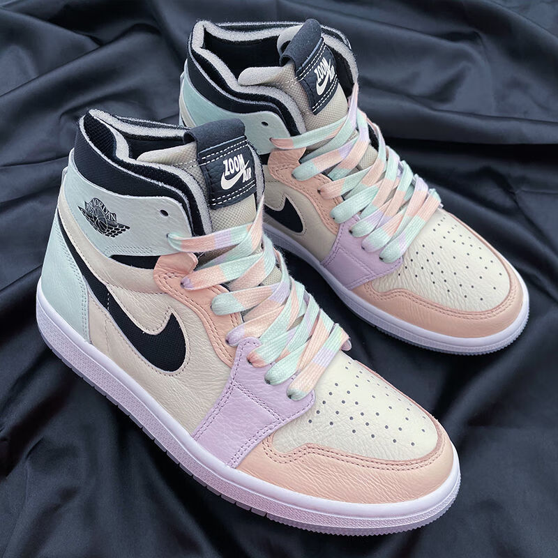 球鞋配件适配nike耐克af1aj1aj粉绿紫彩色拼接马卡龙复活节鞋带渐变粉