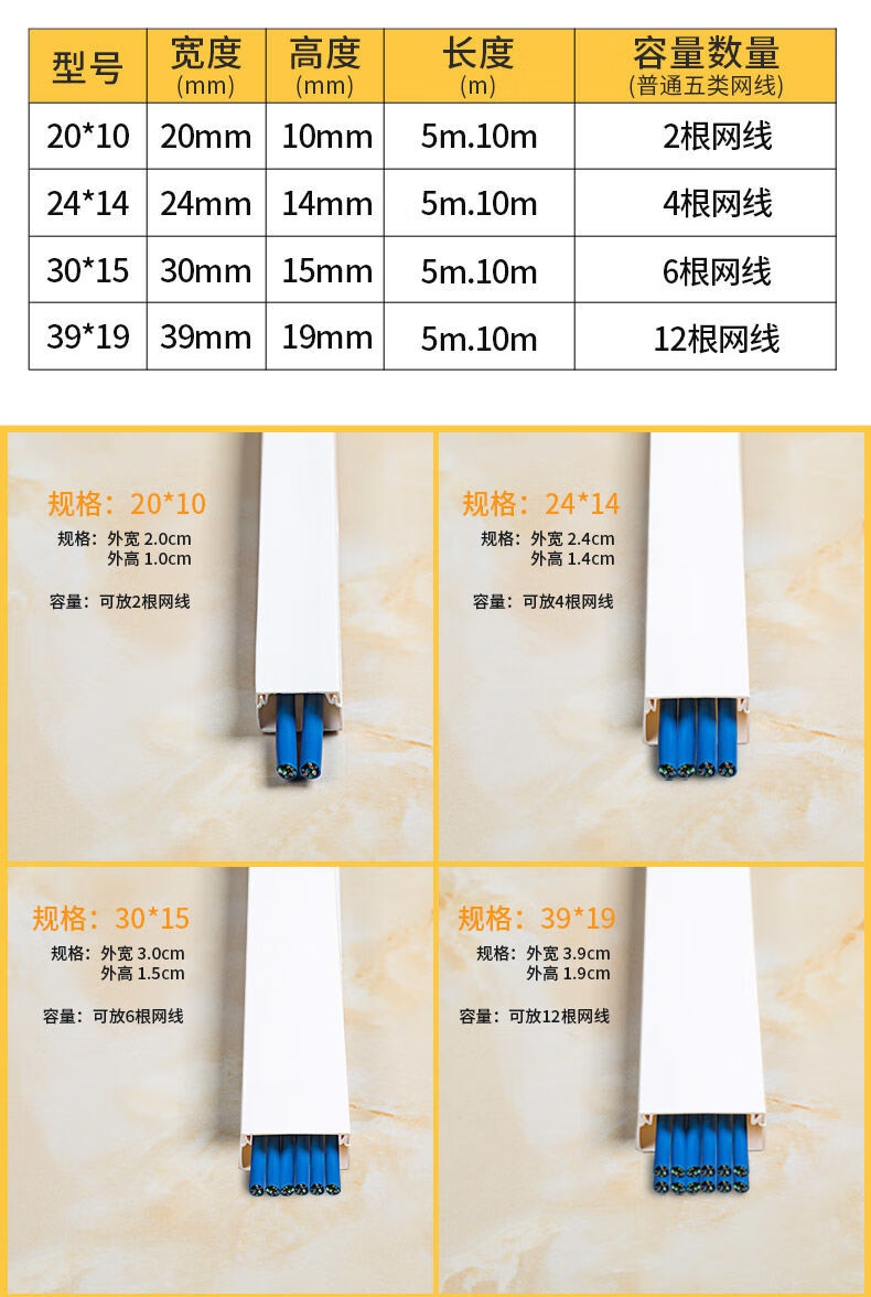 千石pvc走线槽明装明线免钉隐形塑料家用自线电线管10米 12个配件定制